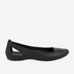 Crocs Women's Black Sienna Shiny Slip-On‎ Ballerinas Casual Ballet Flat Size 6
